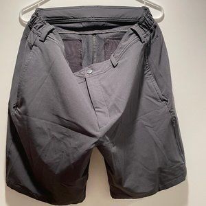 Mack Weldon Radius Shorts Men Size Large Gray Flat Front Water Resistant Active